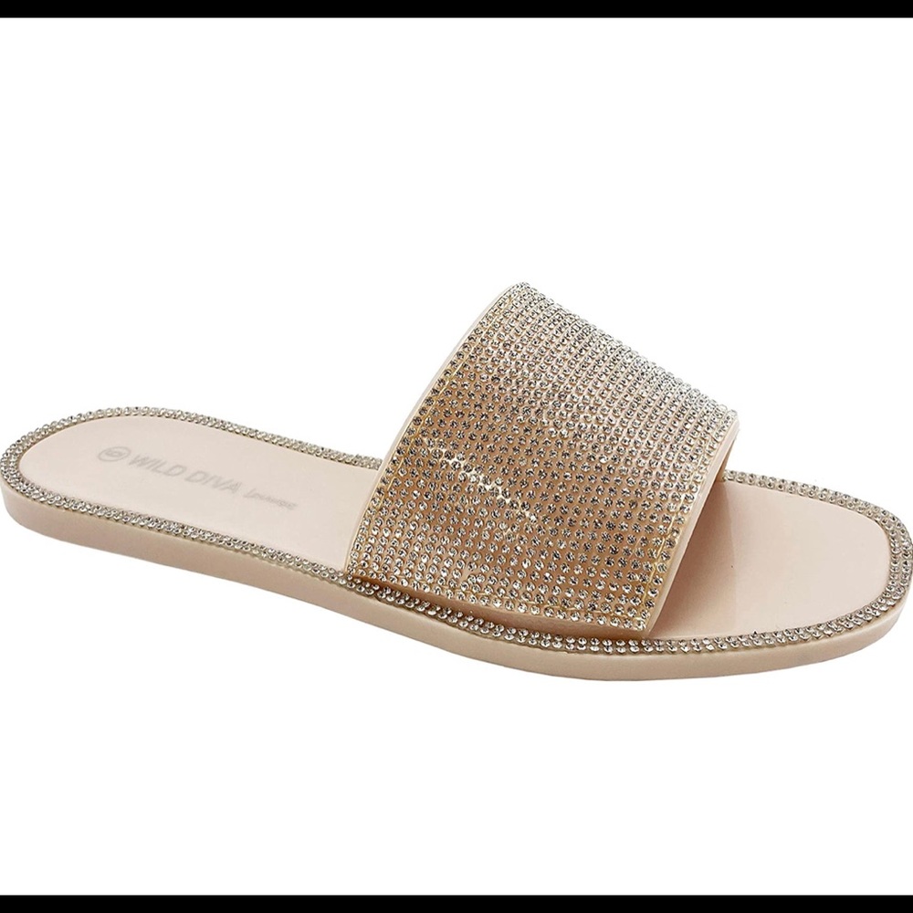 Wild Diva Size 9 Jelly Rhinestone Flip Flops